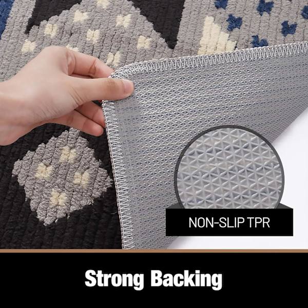 Geometrisk Forma Halksäker Dörrmatta, Absorberande Halksäker Fotmatta för Hemmet Slitstark, Inomhus, Utomhus, Entré, Trapp, Hall, Trädgård Matta, Mörk Blå