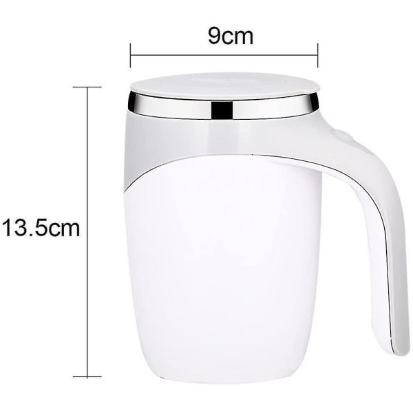 380 ml selvrørende kop med låg, automatisk magnetisk omrører kaffekop, elektrisk rustfri stål selvrørende kaffekop, kaffe, mælk, kakao, varm chokolade