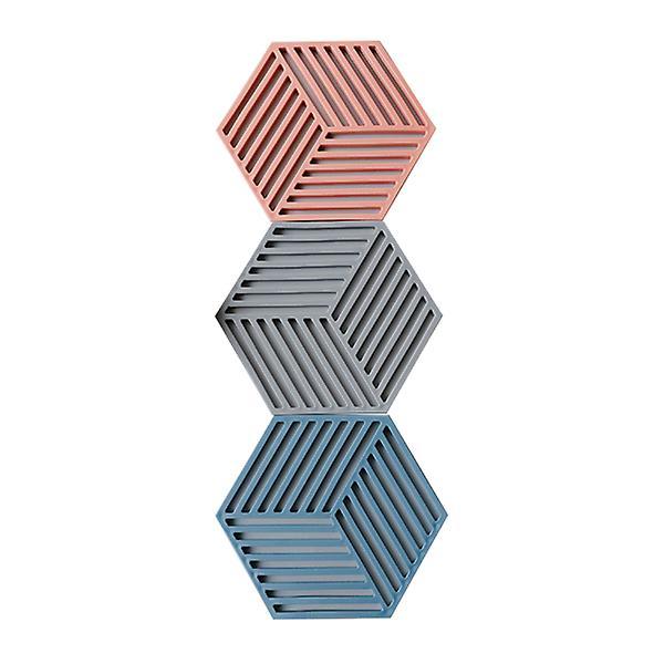 3 stk Kreative Nordiske Stil Sekskantede Varmeisolerende Matte Linjer Uthulede Anti-Skli Pot Matte Bo 16*16 cm