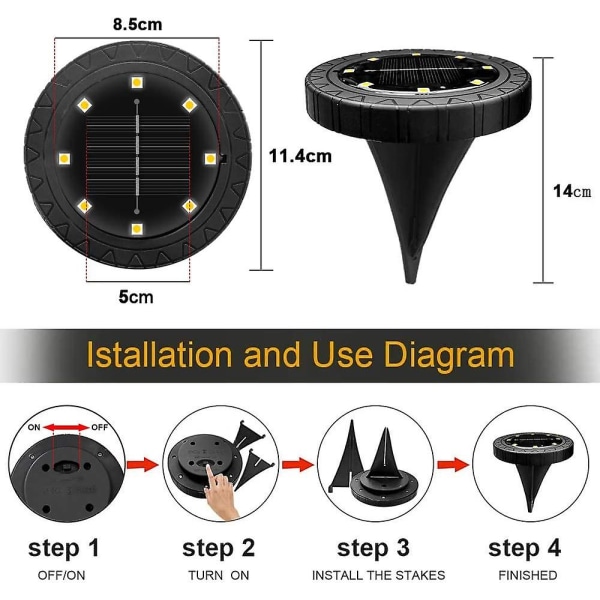 Solcellsdrivna Utomhuslampor 8-pack 8 LED Solcellsdrivna Utomhuslampor Trädgårdslampor Varmvit Vattentäta LED-Spotlight Dekoration Solpanellampor För Gräsmatta