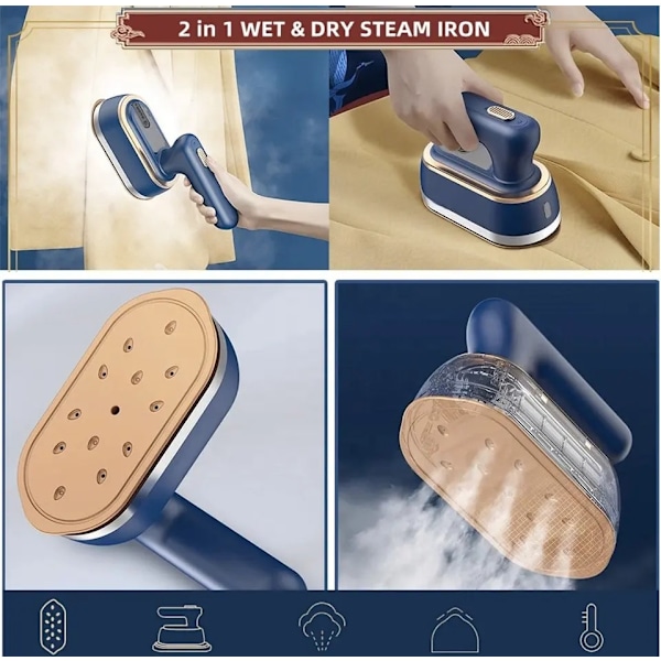 Bærbar Dampstryger til Tøj, Håndholdt Garment Tøj Dampstryger, Strygning & Dampning 2 i 1, Stor Sålplade, 45S Opvarmning, Fab