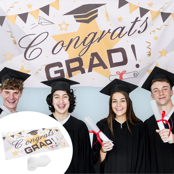 1 stk Banner for Graduationssesong Bakgrunn Banner Graduation Party Dekorasjon Hvit 180x90cm White 180x90cm