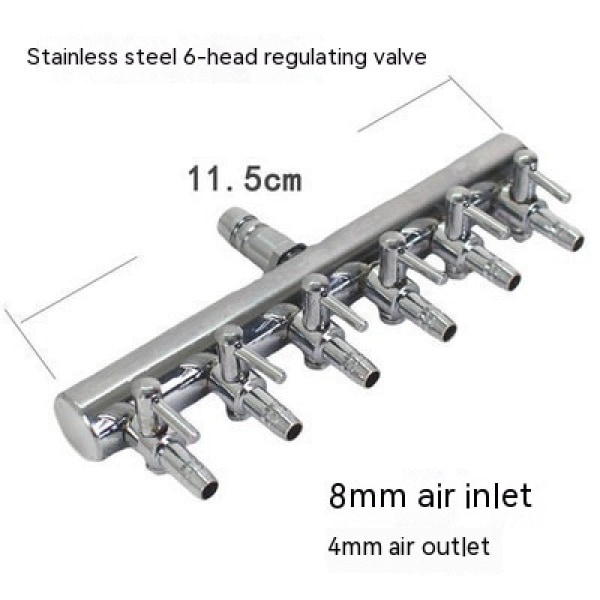 Luftstrømskontrollventil, luftventil for fiskekar, luftpumpe, kromkobbermanifold, flerports luftstrømsdeler