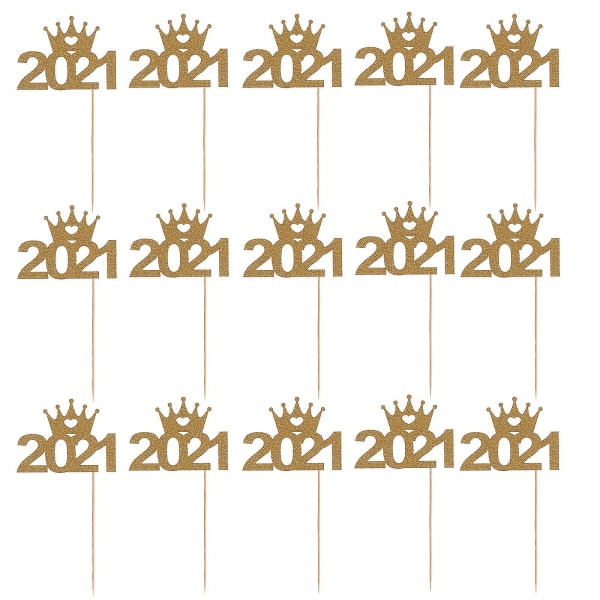 24 st God Jul & Gott Nytt År Dessert Dekorationer Bakning Tårta Pappers Toppers 5.3X3.7cm Guld Golden 5.3X3.7cm