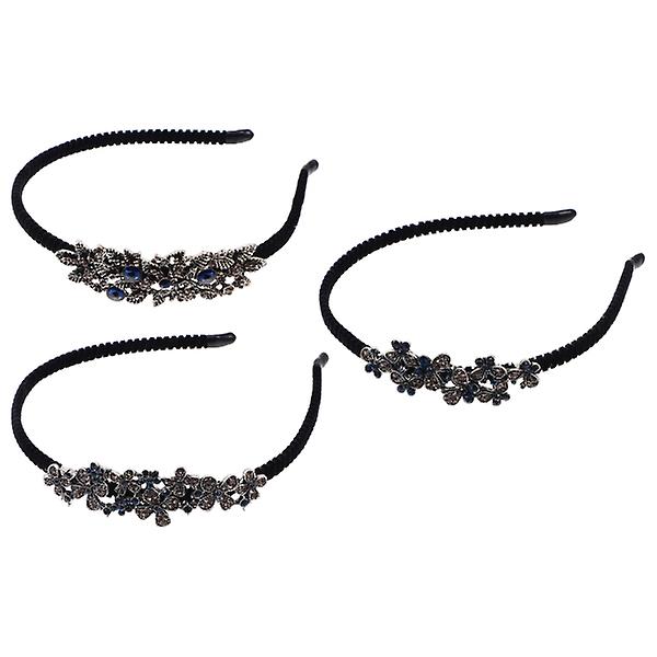 3 stk. Metal Pandebånd Rhinestone Hårbånd Sommerfugle Blomst Hårbøjler Brude Krystal Tiara Kvinders H 14x12.5cm