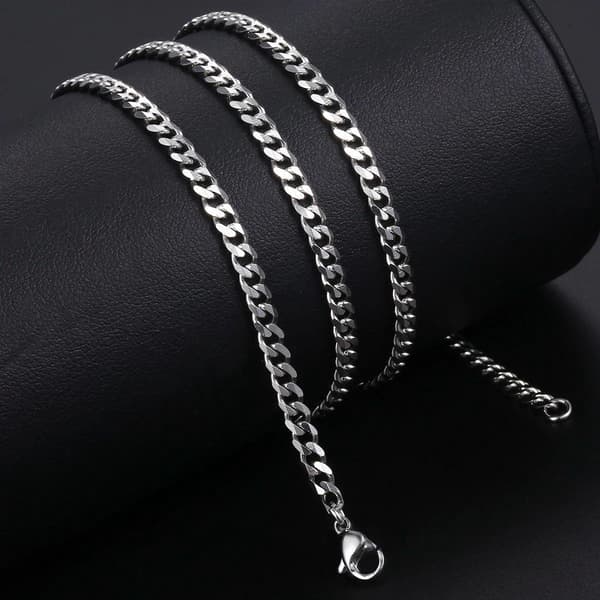 Cuban Link-kæde til mænd, 7 mm tykke led, halskæde i rustfrit stål i sølv, 60 cm, anløbsbestandig, gave til far, fars dag