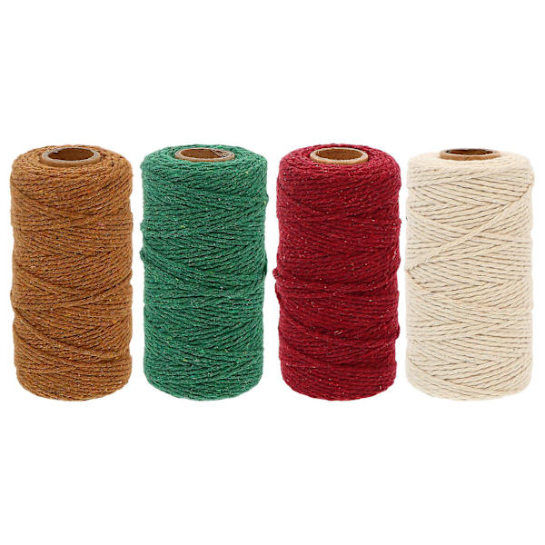 4 Rullar Makrame-Snören 2mm Bomullsrep DIY Handgjorda Hantverk Stickningssnören 10x5cm 10x5cm