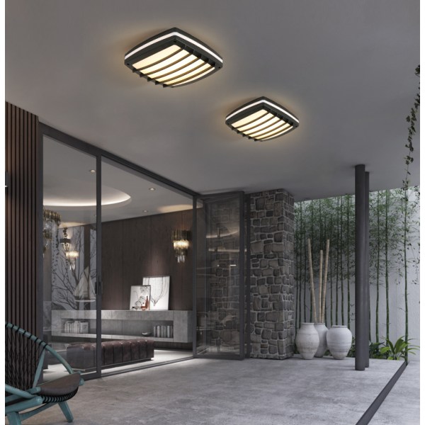 Vandtæt LED-loftslys, LED-loftslampe IP65 til stue, badeværelse, kontor, udendørs veranda og mere (30w + varmt lys A)