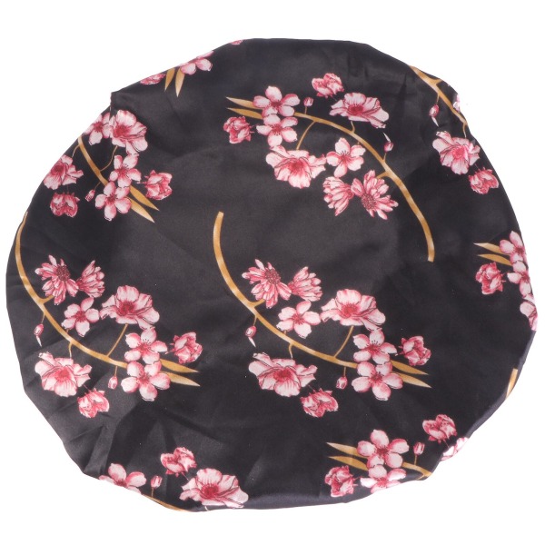 1pc Women Elastic Satin Sleep Girls Sleep Hat Comfortable Head WrapBlack36x36cm