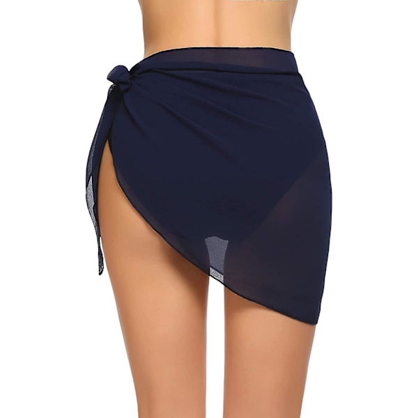 Naisten lyhyet sarongit ranta-asuun, läpikuultavat bikinin peitteet, sifonkipeitteet uima-asuun, tummansininen XL NAVY BLUE XL