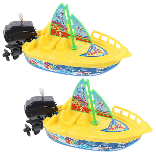 2 st Pojkpresent Klockarbetande Båt Leksaker Klockarbetande Vattenleksaker Babybad Flytande Leksaker Barn Badleksak Gul 17X6.5CM Yellow 17X6.5CM
