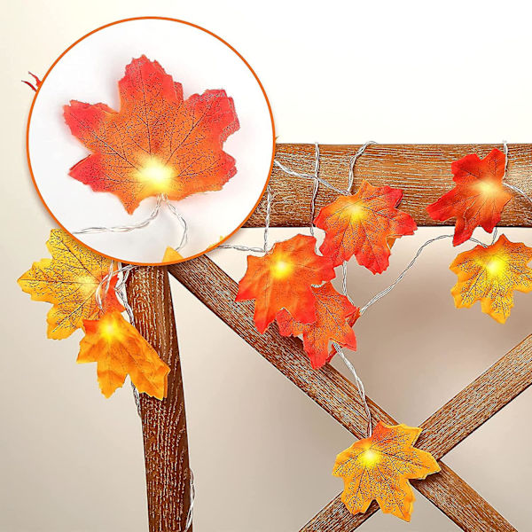 Lønneblade Feelyse, 3 Meter 20 LED Feelyse Lønneblad Efterårs Girlande Til Bryllup Hjem Efterår Jul Thanksgiving Ferie Udendørs Dekoration