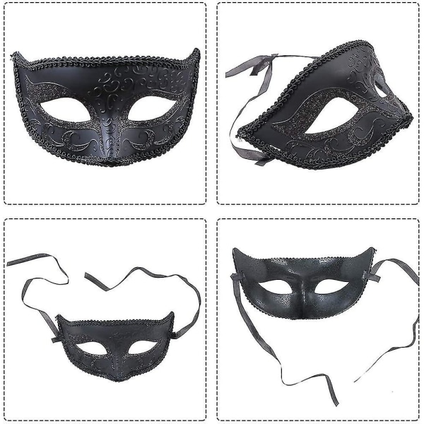 Maskerademaske til Par - Venetiansk Maske - Mardi Gras Maske - Blonder Maskerademaske