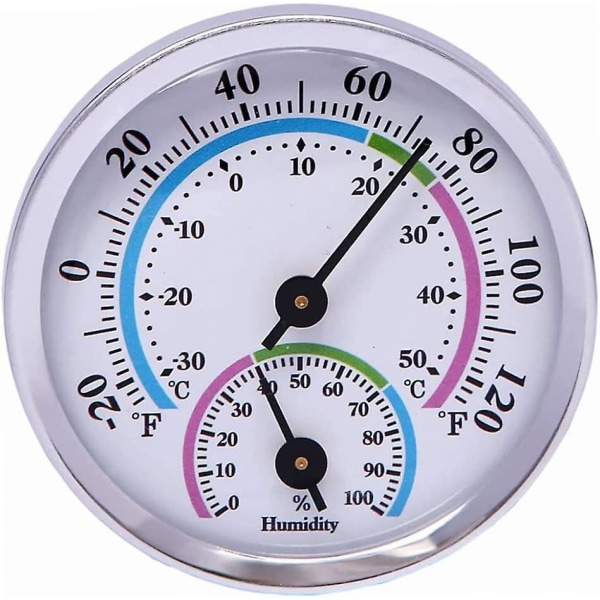 Udendørs termometer Termometer Hygrometer Skive Væghængende Højpræcision Temperatur Luftfugtighedsmåler Tester til værelsesdrivhus (2 stk, hvid)