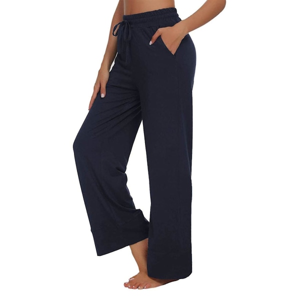 Yogabukser til kvinder med høj talje, brede ben, snøre afslappede løse bukser