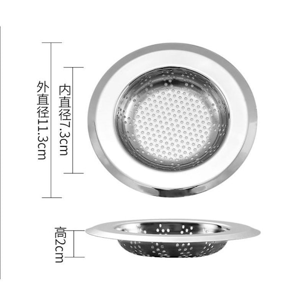 Diskpropp för diskho i rostfritt stål, standard silavloppsskydd för badrum/kök, hårfångare för badkar/dusch (3 st, silver)