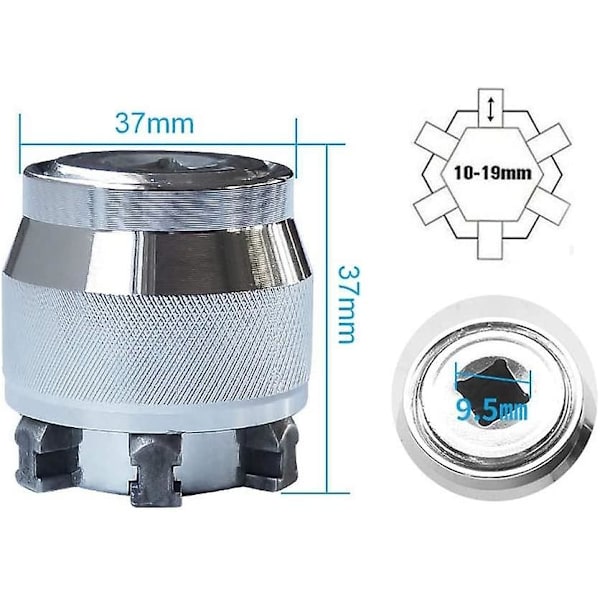 1 st 3/8 tum Driv 10-19 mm Justerbar Hex Universal Hylsa Momentnyckel Hylsa Adapter Skiftnyckel Huvud Spännhylsa Reparationsverktyg