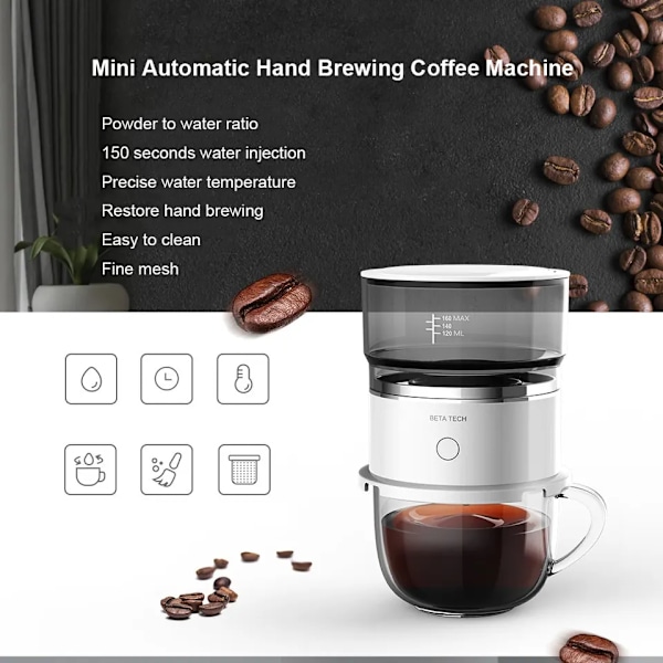 Resemobilt Kaffebryggare Mini Kaffemaskin Handpressad Kaffebryggare Kaffebryggare Kvarn Automatisk Handdrop Kaffebryggare Kaffekoppar Cappuccino