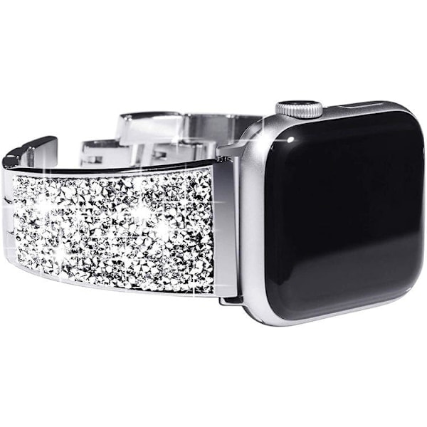 pc Rhinestone urrem - Passer 42/44/45/49 mm ure, glitrende, slidstærkt materiale Justerbar længde_RY