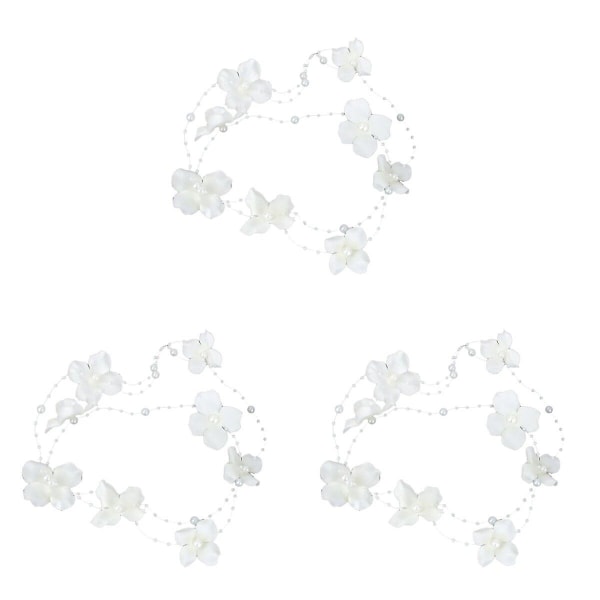 3 stk. Bryllups-Hårtilbehør Perle Stof Blomst Hårklips Pandebånd (hvid) 3 stk 3pcs