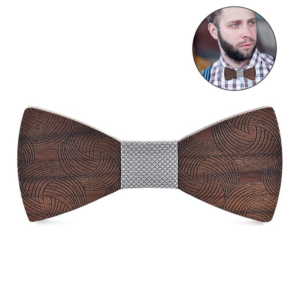 Trebowtie for menn, naturlig valnøtt tre håndlaget justerbar trebowtie for smoking bryllup fest Stil 3 Style 3