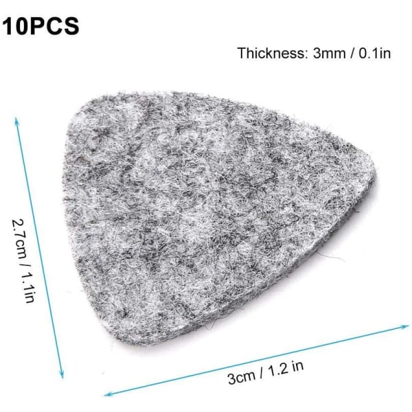 Grå - 10 Gitarrplock, Musikplock Gitarrplock för Ukulele Ullplock 3mm Plock Instrumenttillbehör