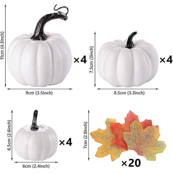 32 st Autumn Dekorationer. Mini Konstgjorda Pumpor. Löv för Hösten