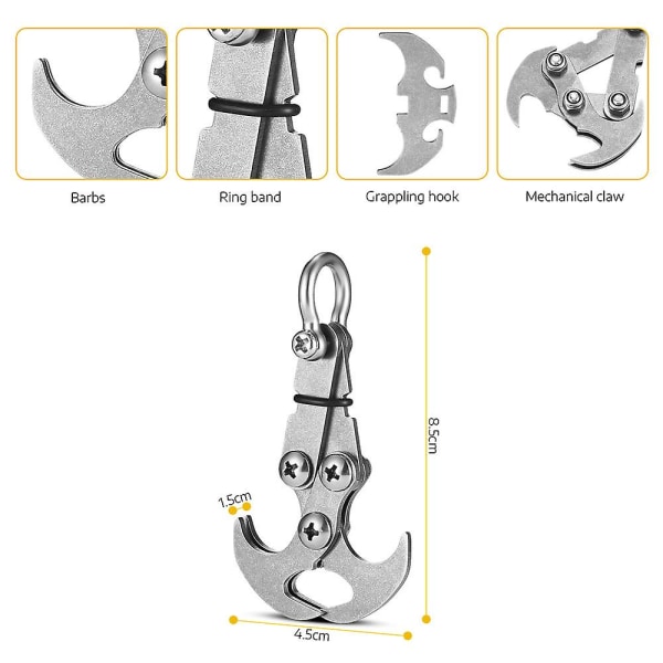 Udendørs Klatring Rustfrit Stål Foldbar Krog Gravity Grab Grappling Udendørs Grappling Klatring Klo Redningsgadget Overlevelses Multitool Gave (2 stk)