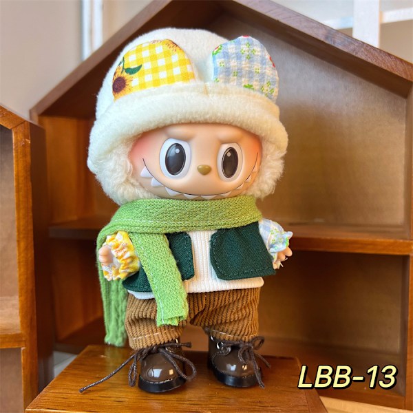 /RYI/Labubu 17cm HängsmyckeBlind Box Hängsmycke Bärbara Dockkläder med Hatt Dekorativt Set Lbb-23