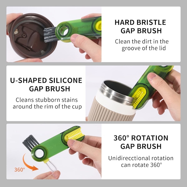 Cap Cleaning Brush Set Multifunksjonell Flaskebørste Rengjøringsmiddel Mikro Flaskekopp Cap Brush Sugerør Rengjøringsverktøy
