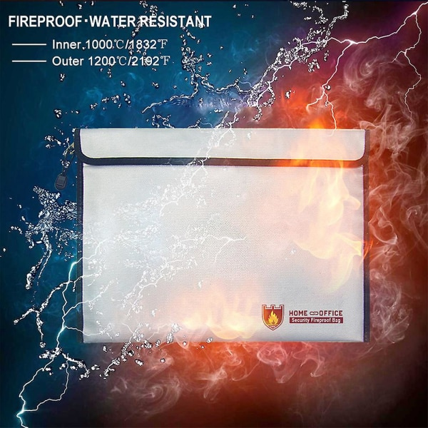 Brandsäker Dokumentväska 38x 28cm Brandsäker Vattentät Väska Skydd Väska Skydd För A4 Dokument Pass Bank Fil Pengar Värde