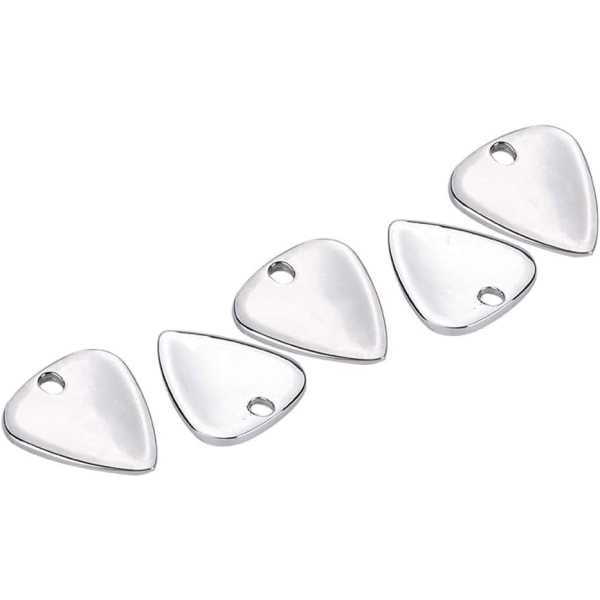 Silver - 5 högkvalitativa metallgitarr plektrum tillbehör för akustisk, bas eller elgitarr.