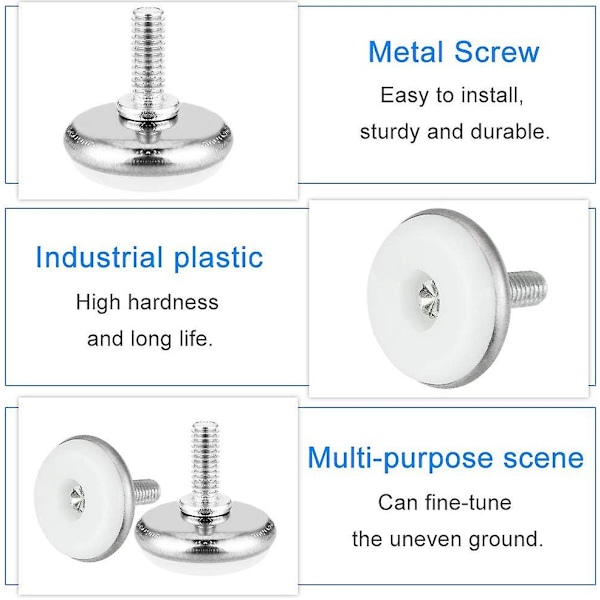 30 stk Justerbare Jackfødder Plast og Metal Nivelleringsfødder med Møtrik Justerbare Fødder M6*15*30mm Møbeljusteringsskruer til Møbler Bord Skrivebord C