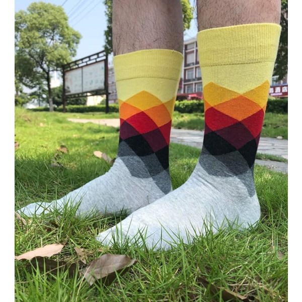 Kjole sokker for menn, morsomme fancy fargerik uformelt mønster mannskapssokker