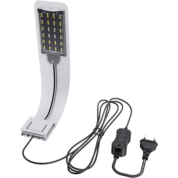 Ultra-Lille LED-lys til små akvarier, Mini Akvarium Klipslys med 24 Hvide og Blå LED'er til store akvarier 30-40cm, 10W (Sort)
