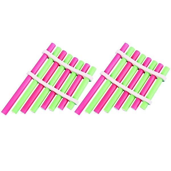 2 Sarjaa Kotitekoinen Panhuilu Opetuslelu Panhuilu Musiikki-instrumentti Panhuilu Leikki Värikäs 20X13CM Colorful 20X13CM
