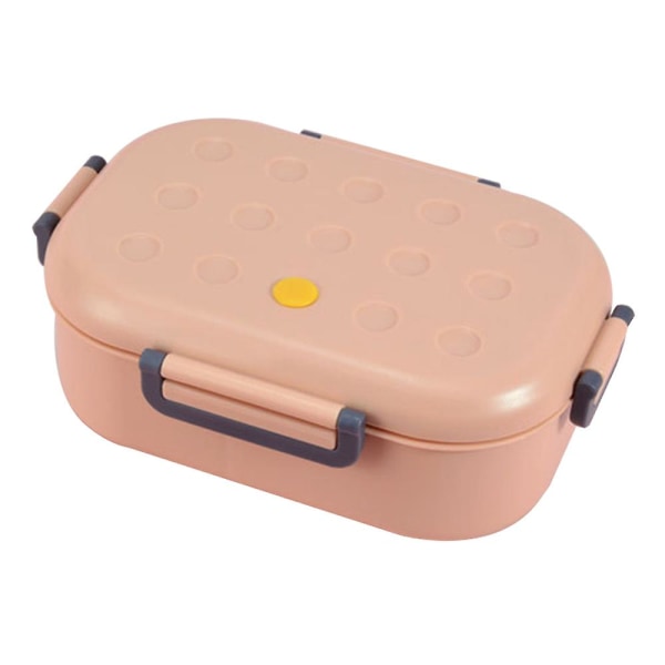 Kvadratisk matlåda för barn, barn och vuxna, bärbara picknicklådor, skolelevmatbehållare med skedrosa Pink
