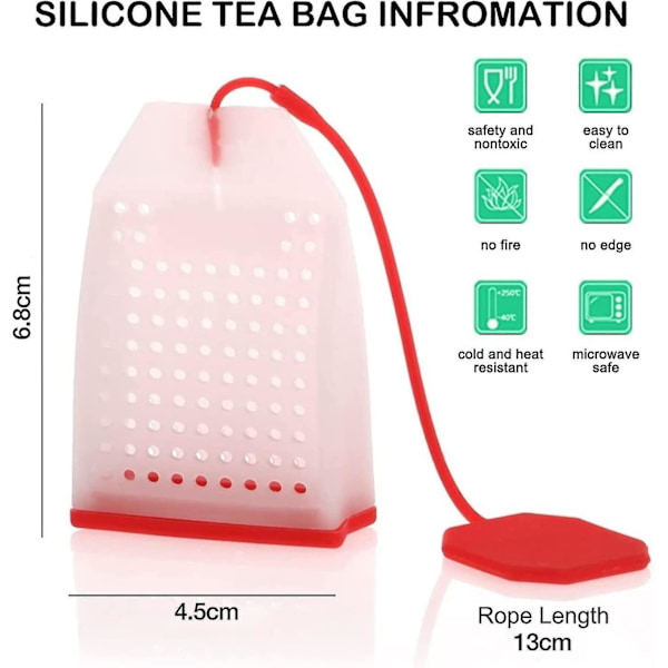 6-pack Silikon Teinfuser, Återanvändbara Säkra Lösa Tebladspåsar Sil