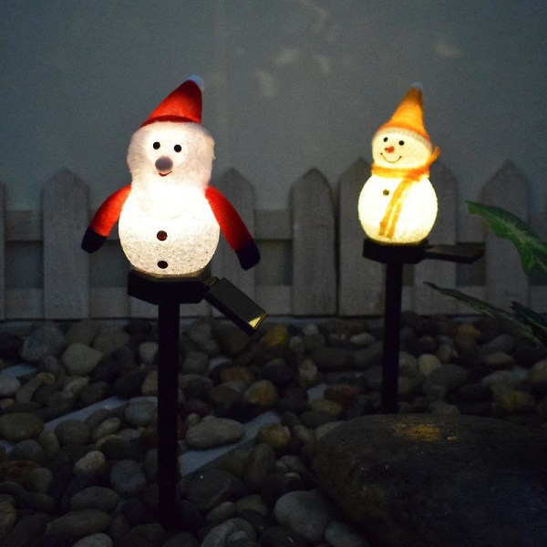 Utendørs solenergi julelys, sett med 3 snømenn for uteplass, hage, hage, plen julepynt