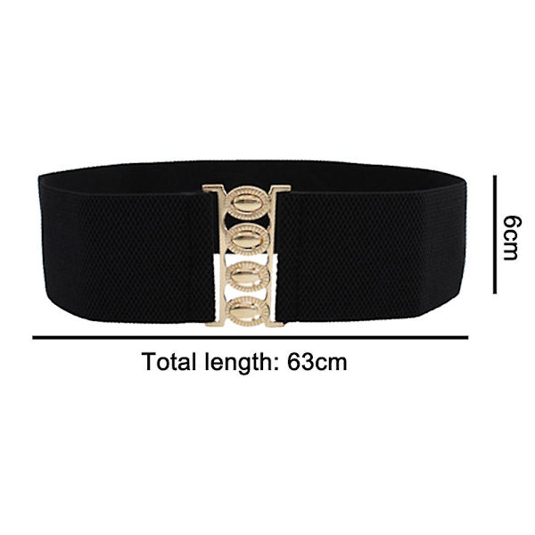 Brett Elastiskt Midjeband med Stretch och Retro Spänne Svart Black