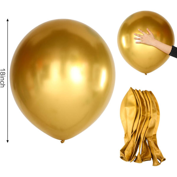 50 stk. 18 tommer Guld Metallic Balloner Blanke Latex Balloner til Fødselsdag Bryllup Fest Dekoration