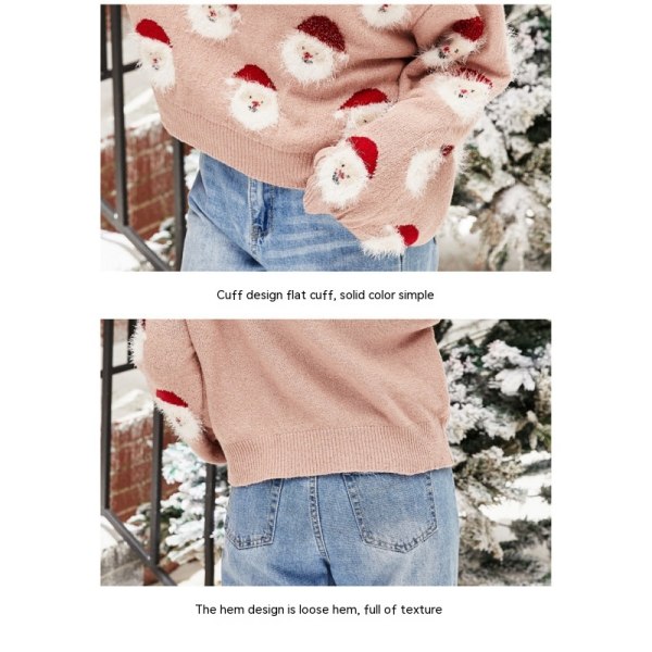 Dame juletrøjer Langærmede Fuzzy Sweatshirts Holiday grafiske skjorter grey S