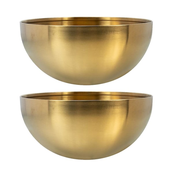 2-pack rostfritt stål bestickset små skålar rostfritt stål salladsskål matbehållare metall sallad Golden 12X12CM