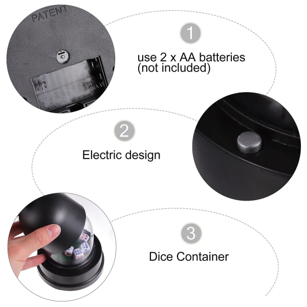 1 Sæt Terningkop Elektriske Terninger Rystende Kop Bar Terningkop Med Terninger (uden Batteri)Sort 10.5X10.5X12CM Black 10.5X10.5X12CM