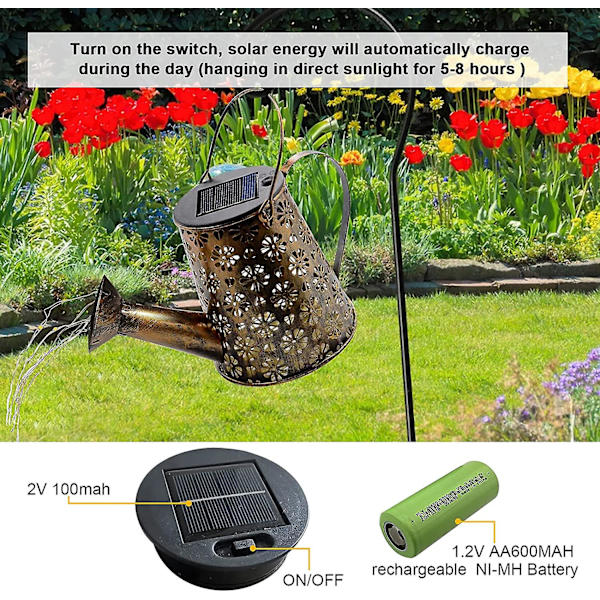 Solcelled Vandkande Have LED Lys, Stjerne Regn Lys, Vandafvisende Stjerneklare Himmel Lys Med Stativ, Udendørs Hængende Lys Til Terrasse Dekorationer