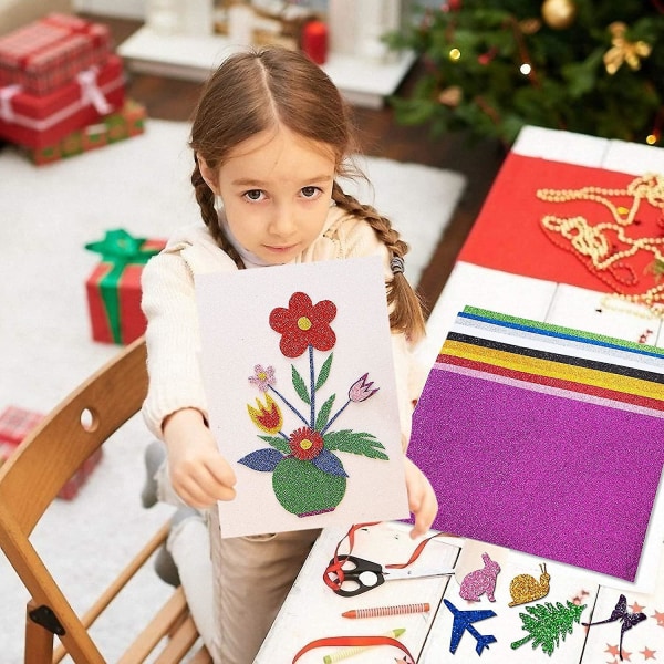 Glitterpapper, 30 glänsande klistermärken, mycket lämplig för barns gör-det-själv-presentförpackning, klippbok för födelsedagsfestdekoration, pysselpapper 10 färger