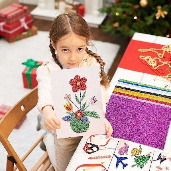 Glitterpapper, 30 Glittriga Dekaler, Perfekt för Barnens DIY Presentförpackningar, Födelsedagsfestdekorationer, Scrapbooking, Papper för Hantverk, 10 Färger