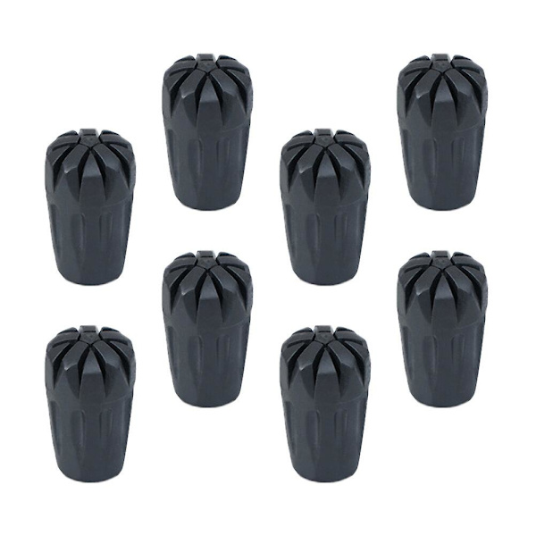 8 stk. Vandrestav Gummikappe Vandrestav Spidsbeskyttere Stikhoveddækning Sort 3,8X1,1X1,1CM Black 3.8X1.1X1.1CM