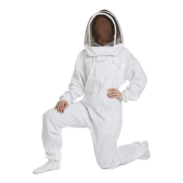 Beekeeping Suit Apiarist Beekeeping Jacket with Sheepskin Gloves & Ventilated Fencing Veil Hood Professional Beekeeper Suit Outfit