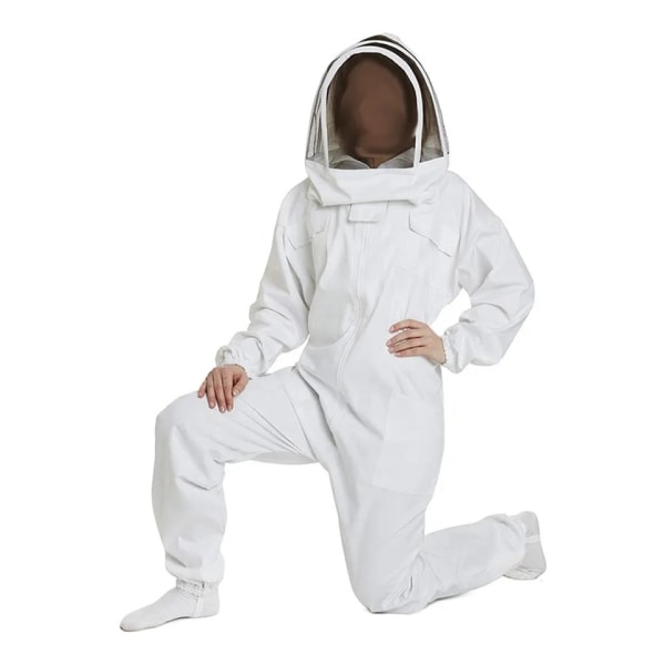Bikubeklær Apiarist Bikubejakke med saueskinnshansker & Ventilert Gjerde Slørhette Profesjonell Birøkterdrakt